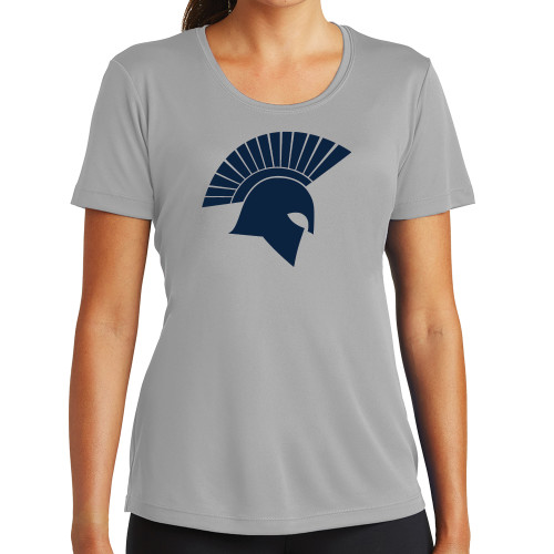  Womens Grey Performance Short Sleeve Tee - Spartan Icon