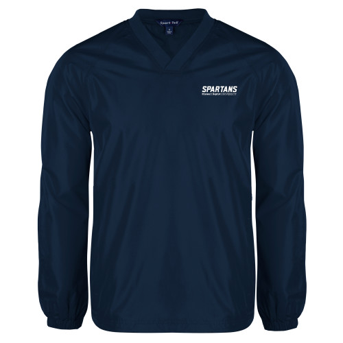  Navy V Neck Raglan Windshirt - Wordmark