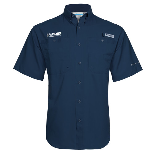  Columbia Navy Tamiami Performance Short Sleeve Shirt - Wordmark