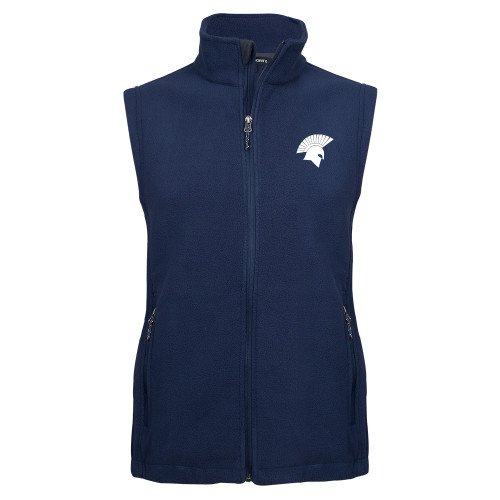  Navy Fleece Full Zip Vest - Spartan Icon