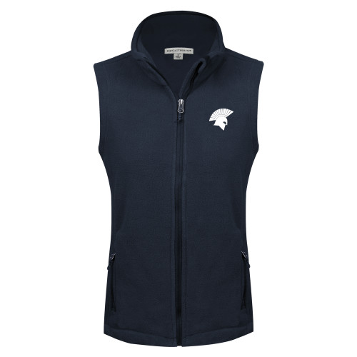  Womens Navy Fleece Full Zip Vest - Spartan Icon