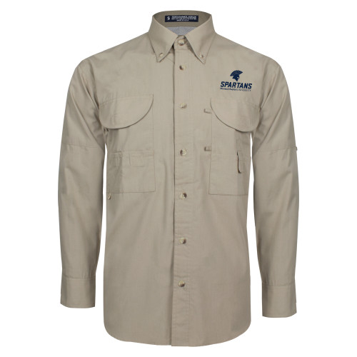  Khaki Fishing Shirt Performance Long Sleeve - Primary Mark