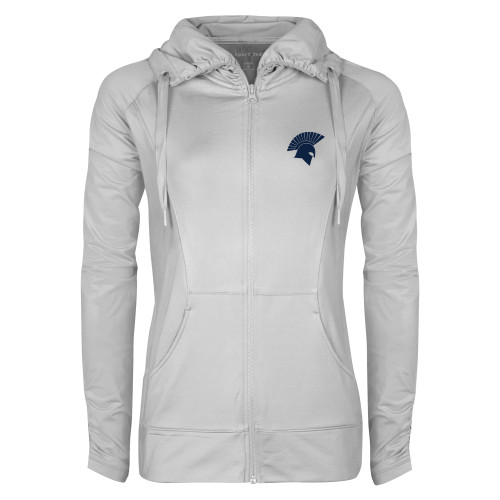  Womens White Sport Wick Stretch Full Zip Jacket - Spartan Icon