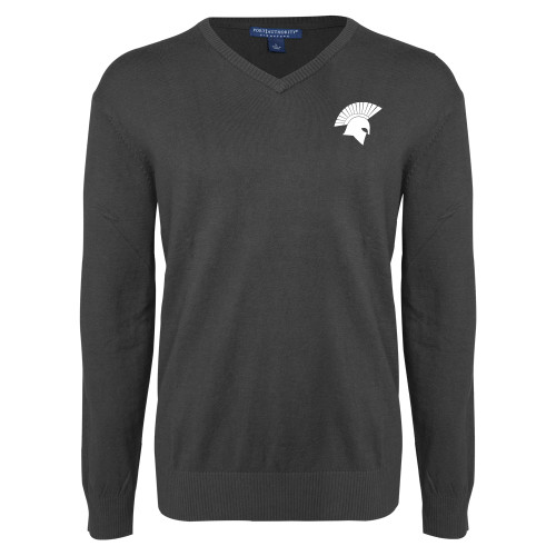  Charcoal Heather VNeck Sweater - Spartan Icon