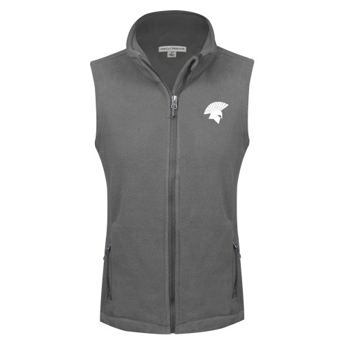  Womens Charcoal Fleece Full Zip Vest - Spartan Icon