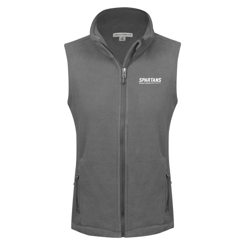  Womens Charcoal Fleece Full Zip Vest - Wordmark