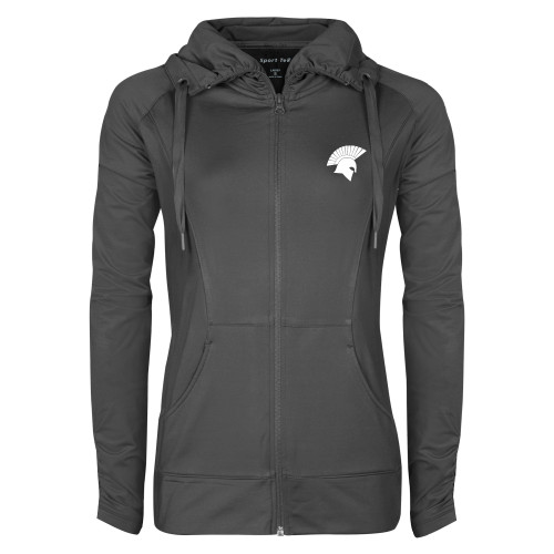  Womens Charcoal Sport Wick Stretch Full Zip Jacket - Spartan Icon