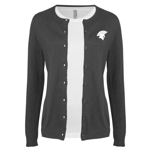  Womens Charcoal Cardigan Sweater - Spartan Icon