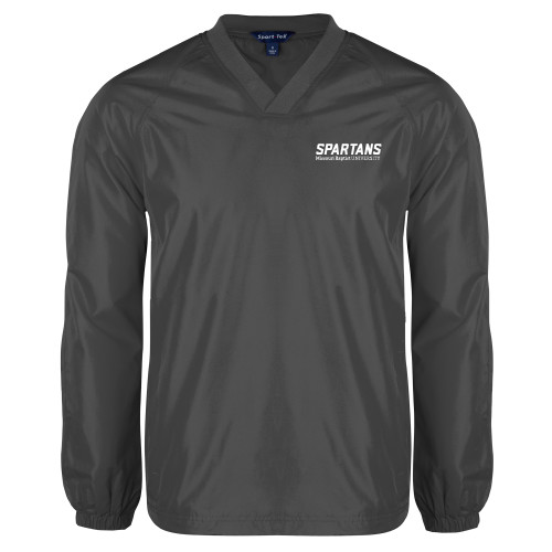  Charcoal V Neck Raglan Windshirt - Wordmark