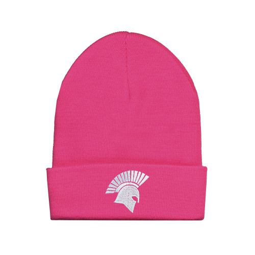  Fleece Lined Neon Pink Knit Beanie - Spartan Icon