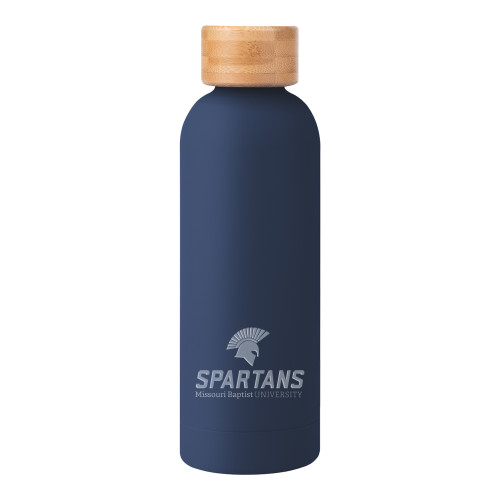  Blair Navy Stainless Steel Bottle w/ Bamboo Lid 17 oz - Primary Mark Engraved