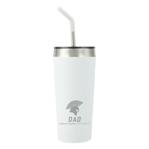  Faye White Vacuum Tumbler w/ Stainless Steel Straw 20 oz - Dad Engraved