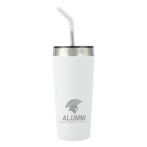  Faye White Vacuum Tumbler w/ Stainless Steel Straw 20 oz - Alumni Engraved