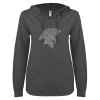 Thumbnail image for  ENZA Womens Dark Heather V Notch Raw Edge Fleece Hoodie