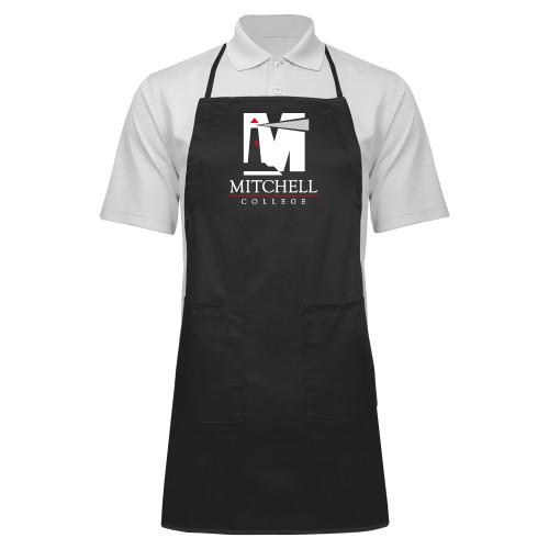  Full Length Black Apron - Mitchell College Vertical Logo