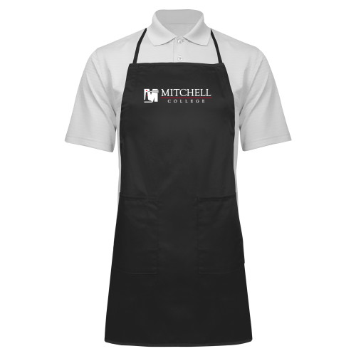  Full Length Black Apron - Mitchell College Horizontal Logo