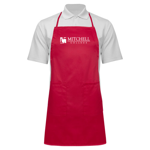  Full Length Red Apron - Mitchell College Horizontal Logo