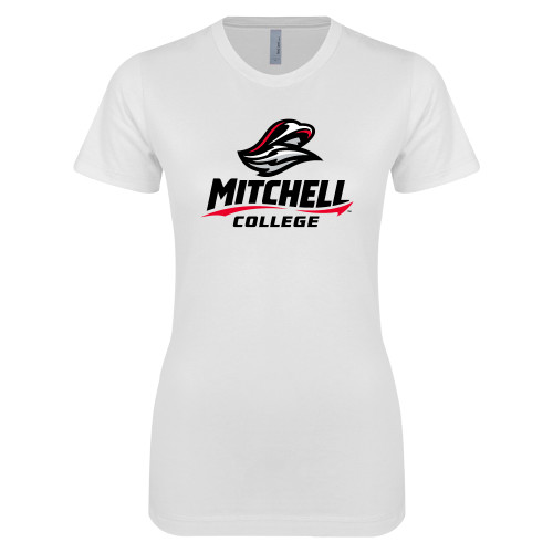  Next Level Womens White Boyfriend Tee - Primary Athletics Mark