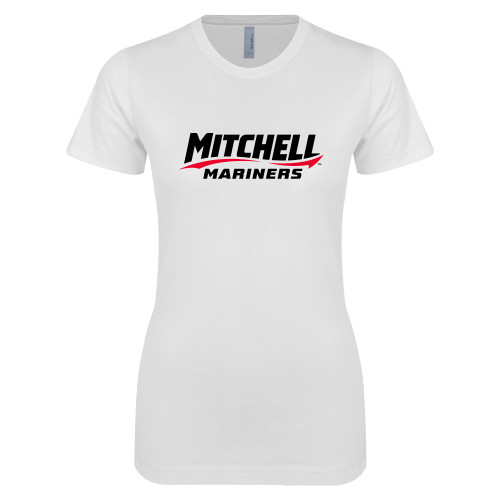  Next Level Womens White Boyfriend Tee - Mitchell Mariners Wordmark