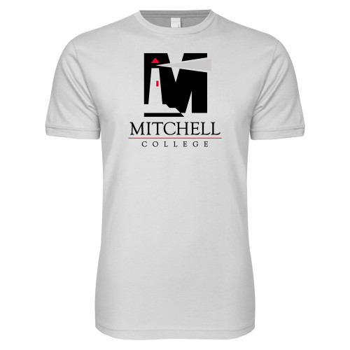  Next Level White SoftStyle T Shirt - Mitchell College Vertical Logo