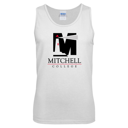  White Tank Top - Mitchell College Vertical Logo