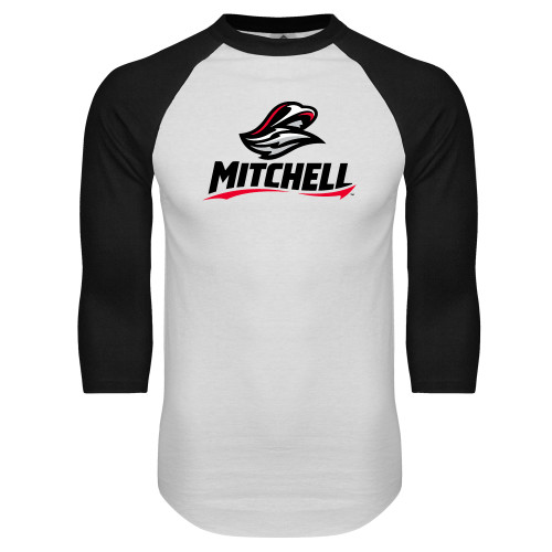  White/Black Raglan Baseball T Shirt - Mitchell W Mariner