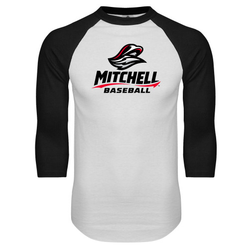  White/Black Raglan Baseball T Shirt - Baseball
