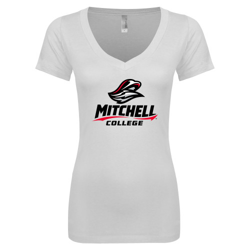  Next Level Womens White Ideal V Tee - Primary Athletics Mark