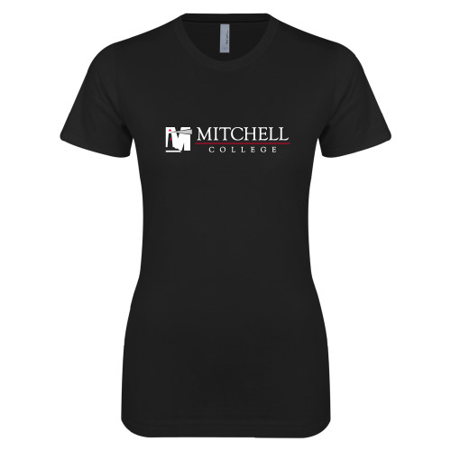  Next Level Womens Black Boyfriend Tee - Mitchell College Horizontal Logo