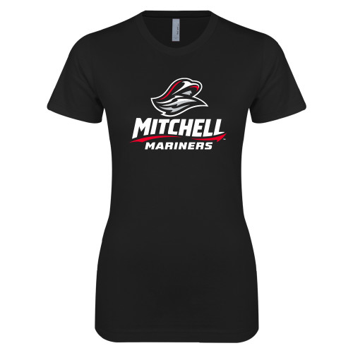  Next Level Womens Black Boyfriend Tee - Mitchell Mariners Stacked