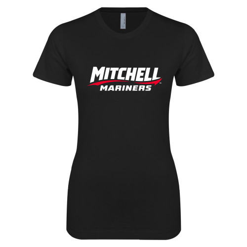  Next Level Womens Black Boyfriend Tee - Mitchell Mariners Wordmark