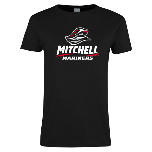  Womens Black Short Sleeve Tee - Mitchell Mariners Stacked