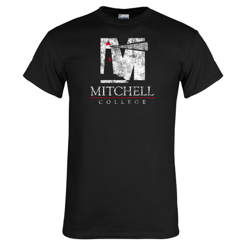  Black T Shirt - Mitchell College Vertical Distressed