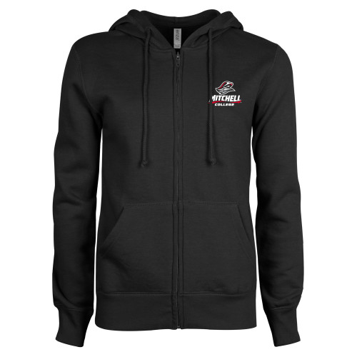  ENZA Womens Black Fleece Full Zip Hoodie - Primary Athletics Mark