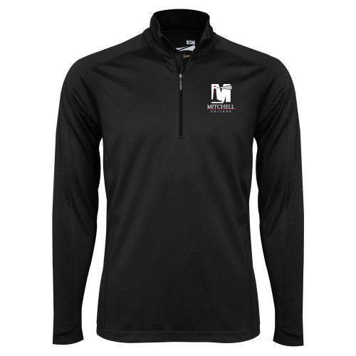  Syntrel Black Interlock 1/4 Zip - Mitchell College Vertical Logo