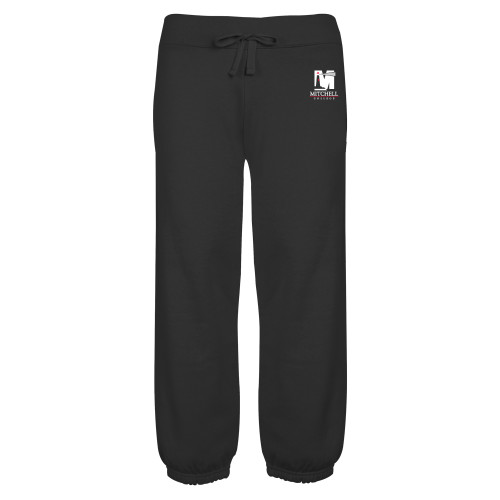  ENZA Womens Black Banded Fleece Capri - Mitchell College Vertical Logo