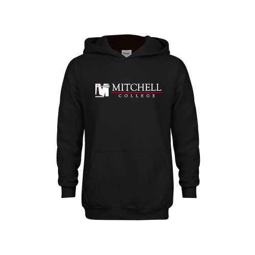  Youth Black Fleece Hoodie - Mitchell College Horizontal Logo