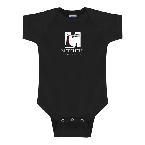  Black Infant Onesie - Mitchell College Vertical Logo