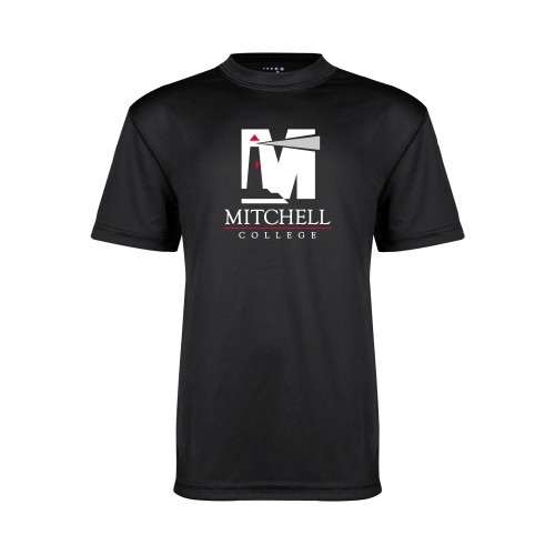  Youth Performance Black Tee - Mitchell College Vertical Logo