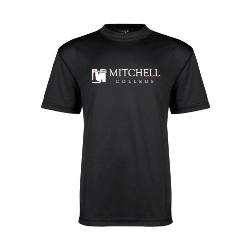  Youth Performance Black Tee - Mitchell College Horizontal Logo