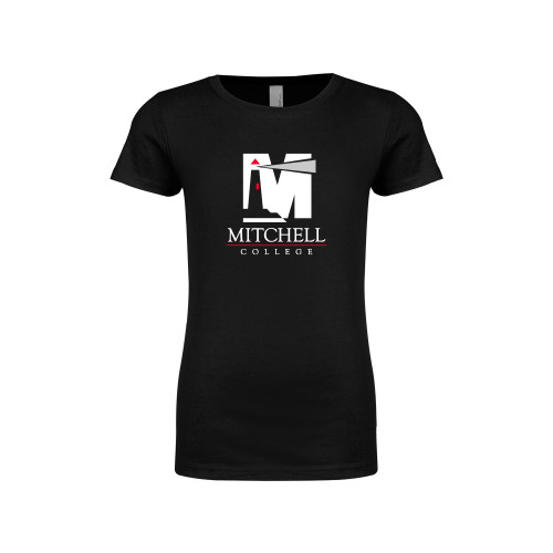  Next Level Girls Black Fashion Fit T Shirt - Mitchell College Vertical Logo