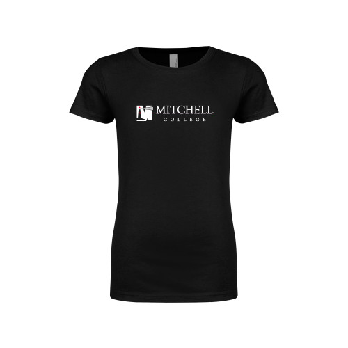  Next Level Girls Black Fashion Fit T Shirt - Mitchell College Horizontal Logo