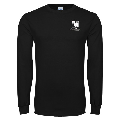  Black Long Sleeve T Shirt - Mitchell College Vertical Logo