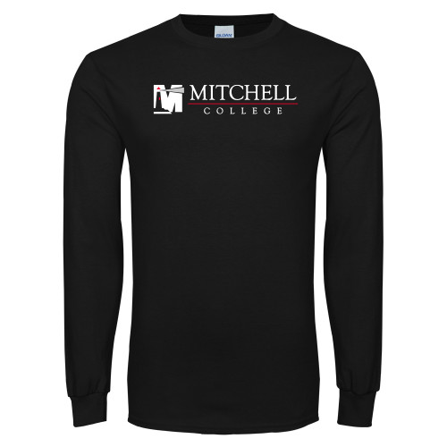  Black Long Sleeve T Shirt - Mitchell College Horizontal Logo