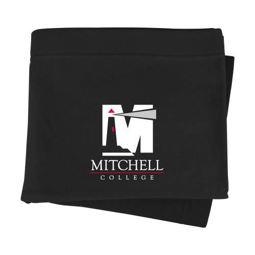  Black Sweatshirt Blanket - Mitchell College Vertical Logo