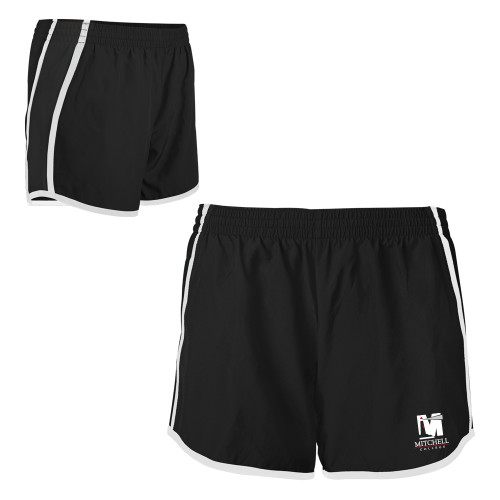  Womens Black/White Team Short - Mitchell College Vertical Logo
