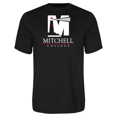  Black Performance Tee - Mitchell College Vertical Logo