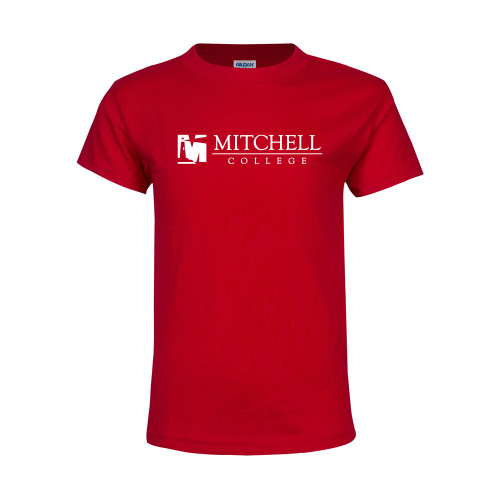 Youth Red T Shirt - Mitchell College Horizontal Logo