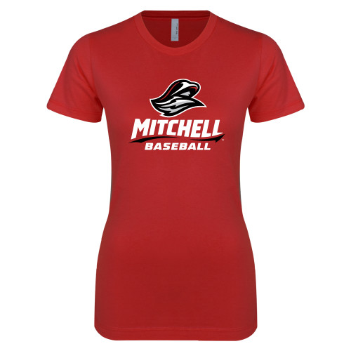 Next Level Womens Red Boyfriend Tee - Baseball