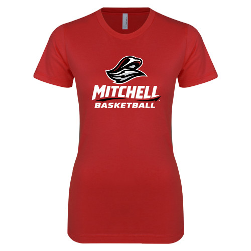 Next Level Womens Red Boyfriend Tee - Basketball